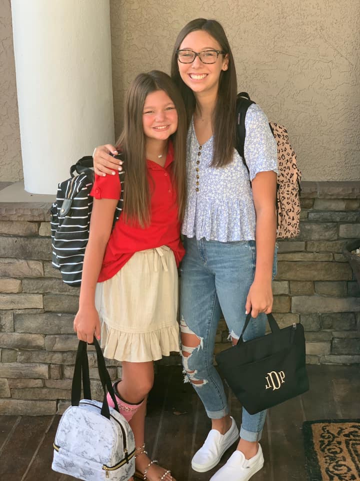 “Paitlyn heading to her last first day of elementary and Jaida going to her first ever day of high school!” — Natasha Bonds Davis